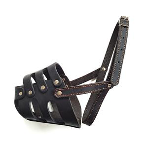 Bozal de perro de cuero de grano superior duradero y transpirable al por mayor bozal de perro ajustable de estilo clásico - Product Image 1