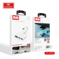 Hub USB-C 3-en-1 le plus récent avec puce DAC, prise audio 3,5 mm, adaptateur d'alimentation pour écouteurs pour téléphone mobile X/XS Max/XR/8 Plus