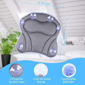 Oreiller <span class=keywords><strong>de</strong></span> <span class=keywords><strong>baignoire</strong></span> 4D, <span class=keywords><strong>coussin</strong></span> <span class=keywords><strong>de</strong></span> bain pour le repos <span class=keywords><strong>de</strong></span> la tête et du cou, maille respirante, ventouses antidérapantes, accessoires <span class=keywords><strong>de</strong></span> bain <span class=keywords><strong>de</strong></span> luxe, LK carré en polyester - Product Image 4