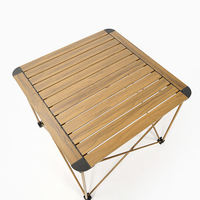 Table de camping pliante moderne en métal avec base tréteau, étanche, résistante aux rayures, hauteur réglable pour les voyages en extérieur