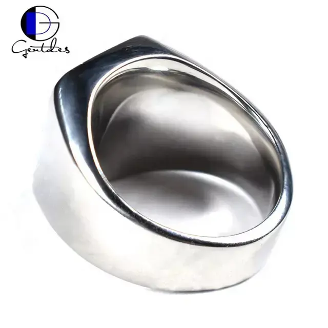 Gentdes Jewelry Stainless Steel Mens Engraved Signet Ring Custom Stamp Ring Man Fine Jewelry For Dad Mens Gifts