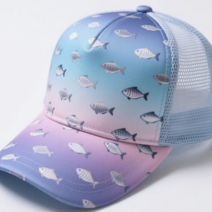 Gorras Trucker Deportivas Personalizadas de 5 Paneles de Sarga de Algodón con Logotipo Impreso en 3D, Estampado de Pez y Tela Común - Product Image 5