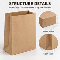 Sacs en papier kraft imprimés sur mesure, sans poignées, à fond carré, ouverture supérieure, pour la vente en gros de produits de charcuterie, emballage à emporter