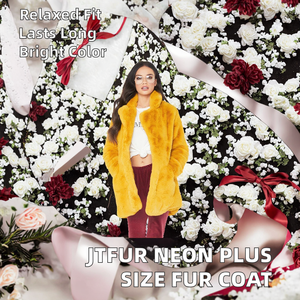 Jtfur Casual Neon Color Faux Fur Anti-Wrinkle <b>Jacket</b> for Women Plus Size Fashionable Fuzzy Winter Coat Plain Dyed Technique - Product Image 3
