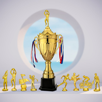 Trophée de la Coupe du monde des sports du prix de la compétition de gym de luxe personnalisé Trophées en métal de cristal taille réelle Médailles en plastique acrylique Fer
