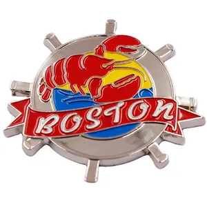 Rudder Shape Metal Fridge Magnet with Boston Lobster for promotional tour souvenir