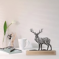 Ornement de cerf en métal style artistique européen et américain, motif arbre, noir, pour décoration de table de salon et de bureau