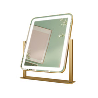 Miroir grossissant avec éclairage tactile rotatif à 360°, cadre en métal, 3 couleurs LED différentes, miroir de maquillage sur pied
