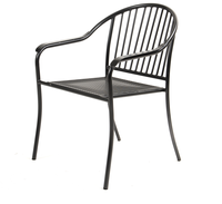 Table de patio en métal moderne et ensemble de 4 chaises en métal gris et table ronde