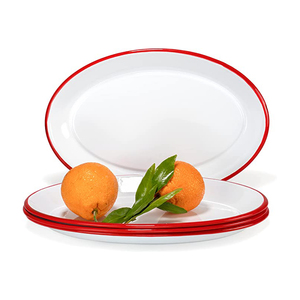 Plats de cuisson ovales <span class=keywords><strong>en</strong></span> fonte émaillée jaune de 29 cm et 32 cm, <span class=keywords><strong>grande</strong></span> taille, pour extérieur - Product Image 4