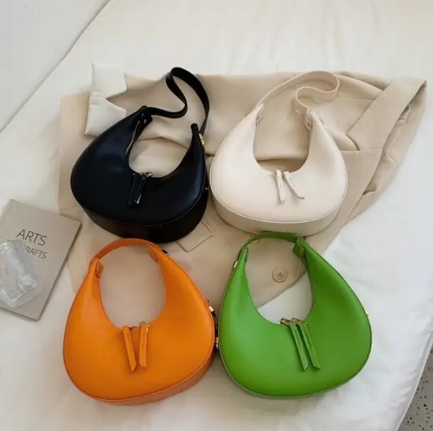 BESTELLA Fashion High Quality Underarm Handbags Solid Color Single Shoulder Armpit Half Moon Bag Designer Purses For Women