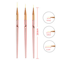 Lot de pinceaux liner pour nail art, style japonais, 3 tailles de poils, personnalisables, pour manucure à lignes fines, vente en gros