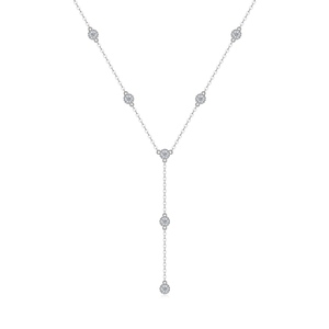 Collar de Plata con Baño de Rodio 2026, Cadena de Eslabones con Gema Redonda Brillante, Collares de Moissanita con Gema de Burbuja - Product Image 3