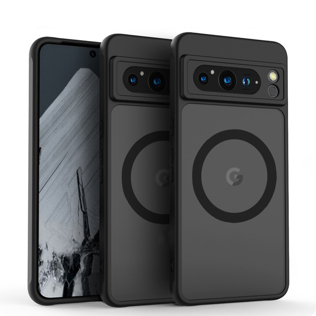 Matte Skin Magnetic Wireless Charging Phone Case for Google Pixel 8 Pro 9 Pro PC TPU 2 in 1 Hard Covers