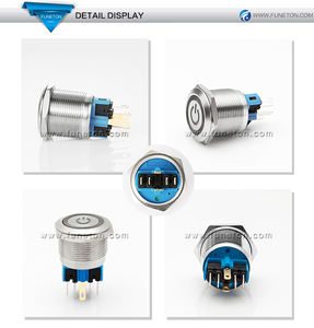 금속 푸시 버튼 스위치 12v 22mm 링 램프 전원 심볼 방수 LED 라이트 셀프 락 리셋 커넥터 포함 220v - Product Image 4