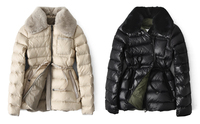 Veste en duvet de lapin Veste bouffante pour femme avec col en fourrure