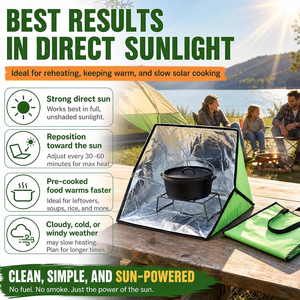 <span class=keywords><strong>Four</strong></span> <span class=keywords><strong>solaire</strong></span> pliable de 28 pouces avec sac de transport, cuisinière lente isolée à énergie <span class=keywords><strong>solaire</strong></span> avec étui de rangement pour le camping <span class=keywords><strong>en</strong></span> extérieur et la préparation aux situations d'urgence - Product Image 4