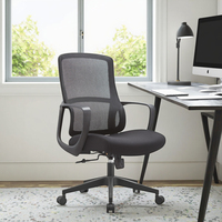 Nouvelle arrivée JYG-Bell B Chaise de bureau ergonomique en caoutchouc noir Base papillon Respirante Accoudoirs fixes Hauteur réglable