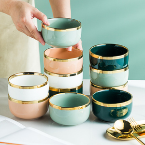 Bol à riz en porcelaine de haute qualité, vaisselle nordique, bol en céramique, vaisselle de luxe légère pour la maison, bol à riz en céramique - Product Image 1