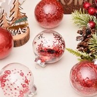 Boule de noël en plastique transparent incassable, 6CM, ensemble de boules ornementales décoratives, Set avec décorations délicates en peluche, 1 pièce