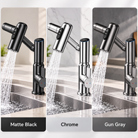 Robinet de cuisine en acier inoxydable 304 avec contrôle thermostatique, douchette extractible, finition brossée, mural, pour hôtels et hôpitaux