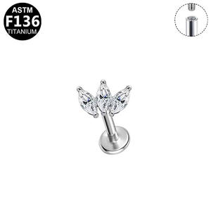 <span class=keywords><strong>Piercing</strong></span> Labret de <span class=keywords><strong>Titanio</strong></span> <span class=keywords><strong>Puro</strong></span> ASTM F136 con Rosca Interna, Estilo Diario Simple, con Incrustaciones de Zirconia, <span class=keywords><strong>Piercing</strong></span> Labret de <span class=keywords><strong>Titanio</strong></span> para Oreja - Product Image 2