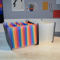 Caja de Almacenamiento de Archivos de PP Impermeable de Gran Capacidad, Carpeta Expandible Tipo Acordeón Portátil con Bolsillos Arcoíris, Impresión Personalizada