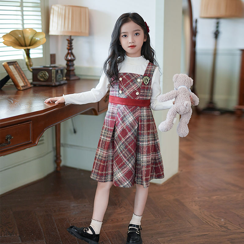 Red Check School Dress Durable Stylish Uniforms