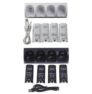 <span class=keywords><strong>Chargeur</strong></span> de batterie rechargeable pour manettes de jeu Nintendo <span class=keywords><strong>Wii</strong></span> <span class=keywords><strong>U</strong></span>, station de charge pour quatre télécommandes - Product Image 1