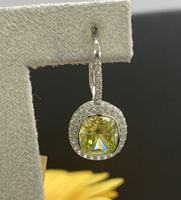 Boucles d'oreilles à crochet en argent sterling 925, taille coussin, halo, vert Paraiba, bleu ciel, bijoux pour femmes, vente en gros personnalisée, boucles d'oreilles OEM