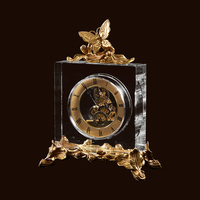 Horloge de Table de bureau en cuivre doré, nouveau Design, décoration de maison, mécanique européenne, cristal Transparent