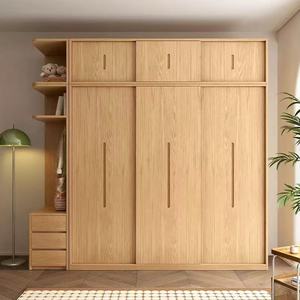 מותאם אישית מודרני עץ מלא בגדים אחסון דלת הזזה ארון עץ אלון דלת חדר שינה ריהוט לשימוש ביתי - Product Image 4