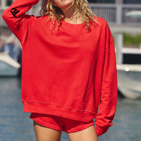 Ensemble 2 pièces pour femmes, streetwear d'été, sweat-shirt et short surdimensionnés, ensemble décontracté rouge, ensemble de survêtement court