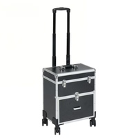 Valise de rangement de beauté professionnelle populaire en ABS, chariot de maquillage à roulettes, grande capacité, imperméable, poignée souple