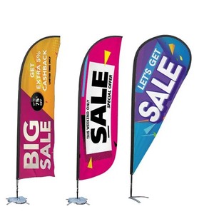 Kit de bannière publicitaire extérieure personnalisable double face avec logo imprimé, forme goutte d'eau, résistante au vent, pour entreprise - Product Image 1