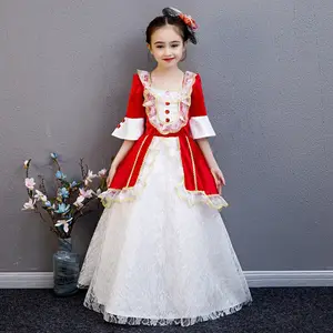 角色扮演洛丽塔洛可可维多利亚公主服装童装葡萄酒红色欧洲女孩宫廷服装复古角色扮演派对生日