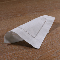 6 pouces Dîner Hemstitch Cocktail Serviette Lavable Lin Mouchoir
