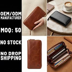 <span class=keywords><strong>Portafoglio</strong></span> da <span class=keywords><strong>Donna</strong></span> in Pelle Bovina a Grana Piena <span class=keywords><strong>con</strong></span> Chiusura a Zip, Scomparti per Carte, Protezione RFID, Scomparto per Banconote e Tasca per Monete, Produzione OEM - Product Image 3