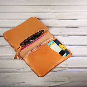 2025 New Handmade Genuine Cowhide Leather Card Holder Vegetable Tanned with Mist Wax Original Coin <b>Purse</b> Design - Product Image 6