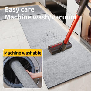 Tapis de cuisine rectangulaire gris non tissé, absorbant, antidérapant, résistant à l'huile, lavable - Product Image 3