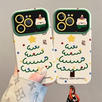 Coques de téléphone portable en TPU pour chien, motif dessin animé arbre de Noël, avec grande fenêtre, finition mate, antichoc et protection souple