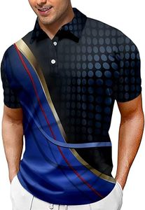 Polo boutonné pour homme chemise de golf à manches courtes t-shirt polo décontracté imprimé coupe ajustée - Product Image 2