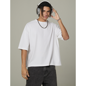 T-shirt personnalisé rétro délavé à l'acide 260g/m2 en coton surdimensionné style vintage T-shirt Boxy Fit à épaules tombantes T-shirt court t-shirts pour hommes - Product Image 3