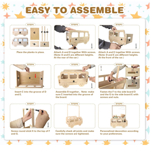 Cestino Baby Shower in bambù armadio a forma di autobus Baby Shower con manico - Product Image 3