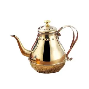 Paslanmaz çelik altın demlik süzgeç kahve tencere avrupa tarzı el gömme saray Pot ince ağız çay su sürahi 1.2L