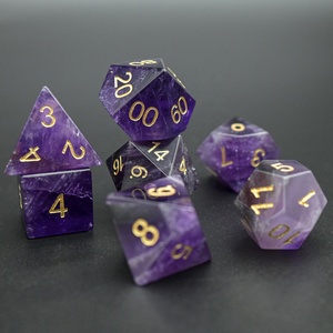 Cristal clair luxe en vrac polyédrique pierre naturelle dés violet pierre précieuse dés pour DND <span class=keywords><strong>TRPG</strong></span> - Product Image 1