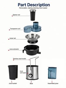 Extracteur de Jus Professionnel Électrique 4-en-1 à Pression à Froid 600W pour Fruits, Blender Portable pour Oranges et Citrons, Presseur Lent - Product Image 6