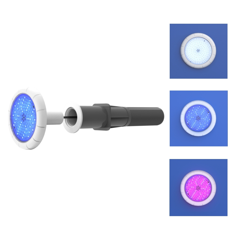 OEM Nicheless RGBW Color Change Pool and Spa Light for 1.5 Inch Outlet IP68 12V LED Swimming Pool Light Fiberglass Concrete Pool