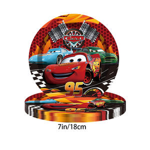 מכוניות נושא קריקטורה יום הולדת קישוט אספקה ציוד נייר חד פעמי צלחות מפיות מפות מפות מפות שולחן סט כלי שולחן - Product Image 6