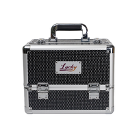 Valise de Maquillage Professionnelle en Aluminium Grande et Durable, Boîte de Rangement Cosmétique, Organisateur de Beauté, Mallette de Voyage à 4 Plateaux Ouverts